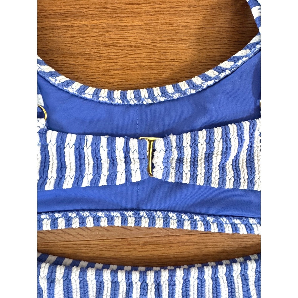 Cabana del Sol Womens Blue White Striped Smocked Bikini Set Size Small - Picture 5 of 7